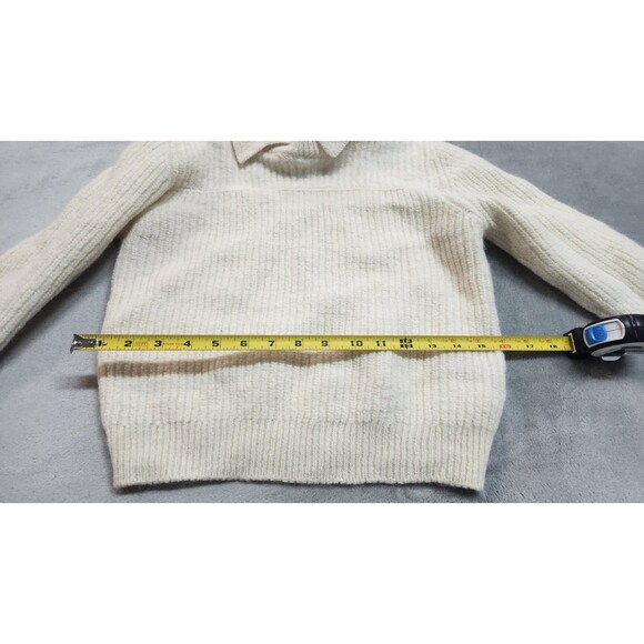 Rag & Bone Women's Large Madix Wool & Alpaca Blend Ivory Sweater Polo - Picture 5 of 5